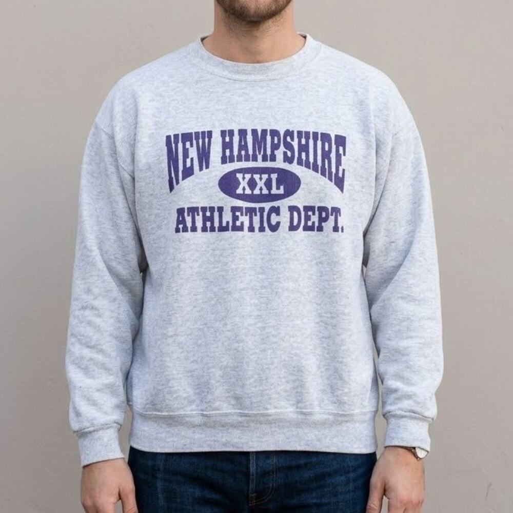 University of New Hampshire Athletic Department Sweatshirt Top Gray Mens Size XL